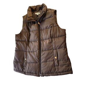 Puffer Vest Brown Womens Outerwear fall autumn charter club Petite Large